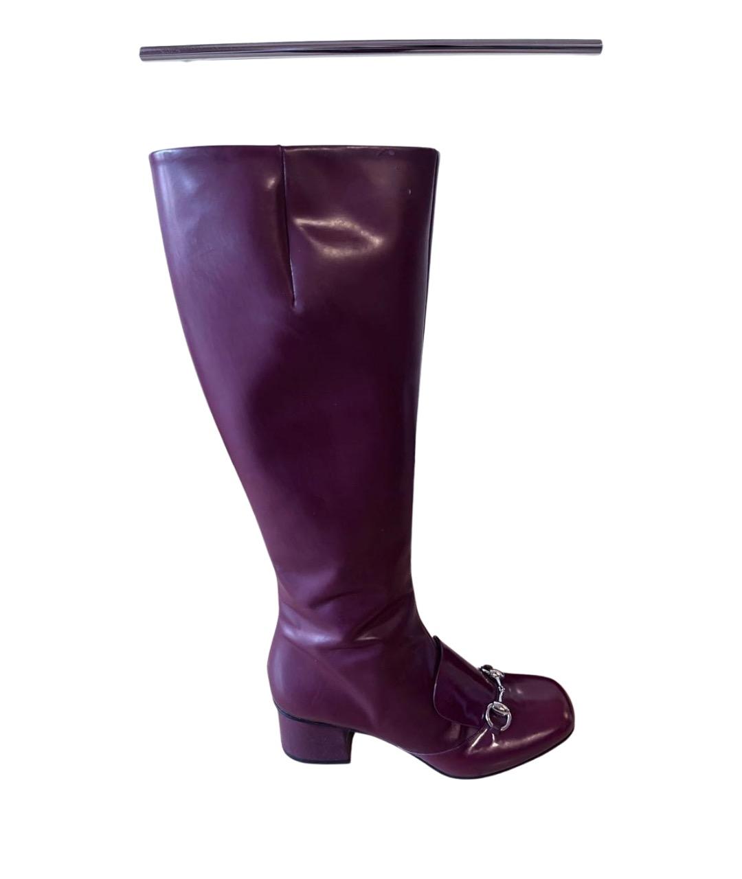 GUCCI Фиолетовые сапоги из лакированной кожи, фото 9