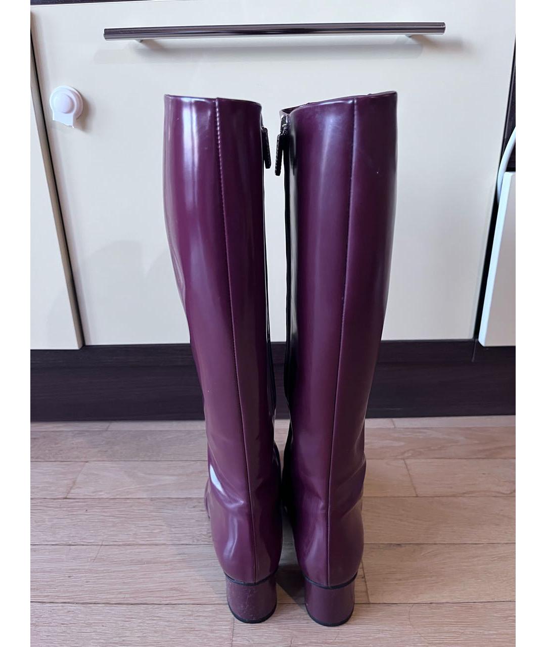 GUCCI Фиолетовые сапоги из лакированной кожи, фото 4