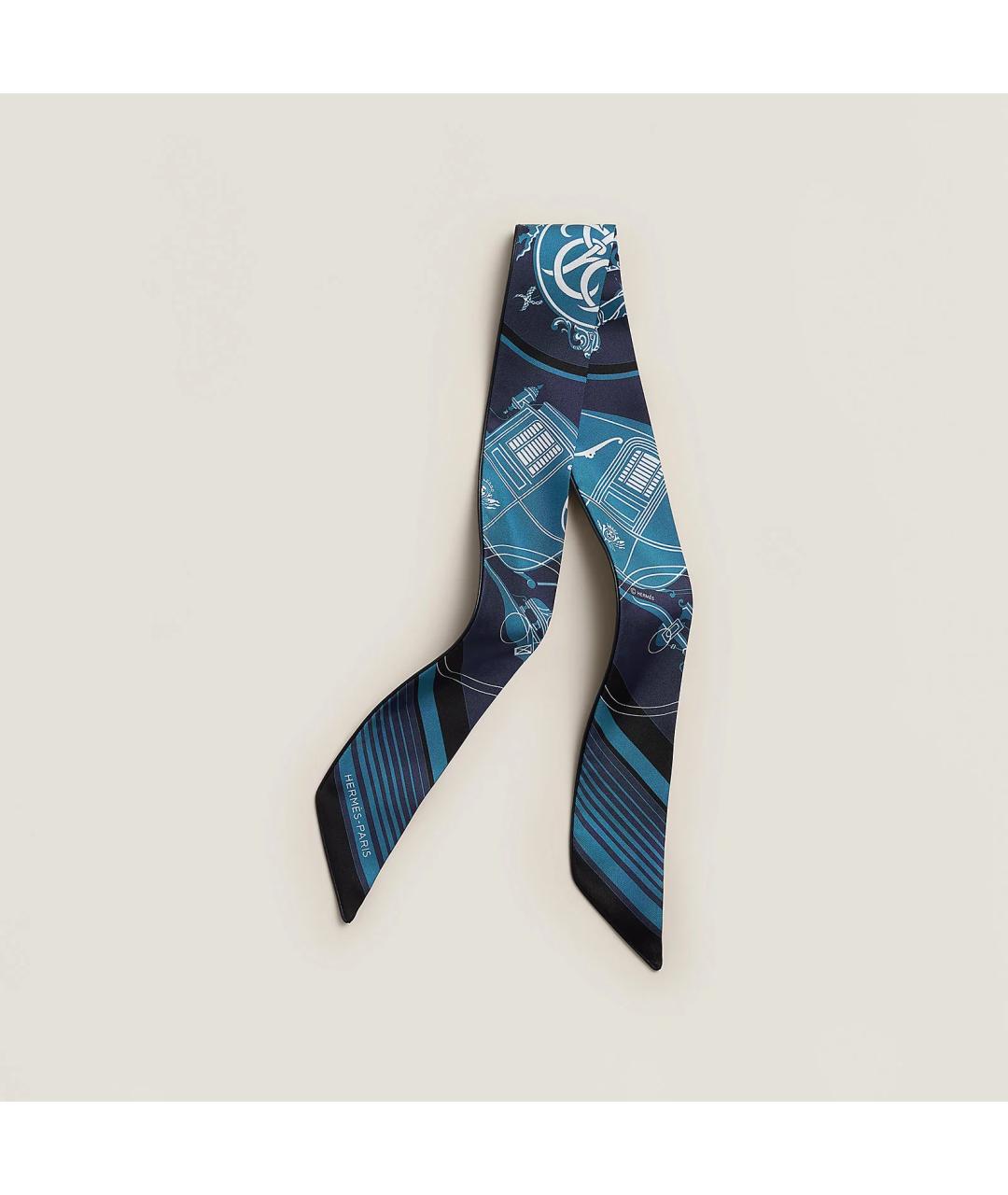 HERMES Синий шелковый платок, фото 4