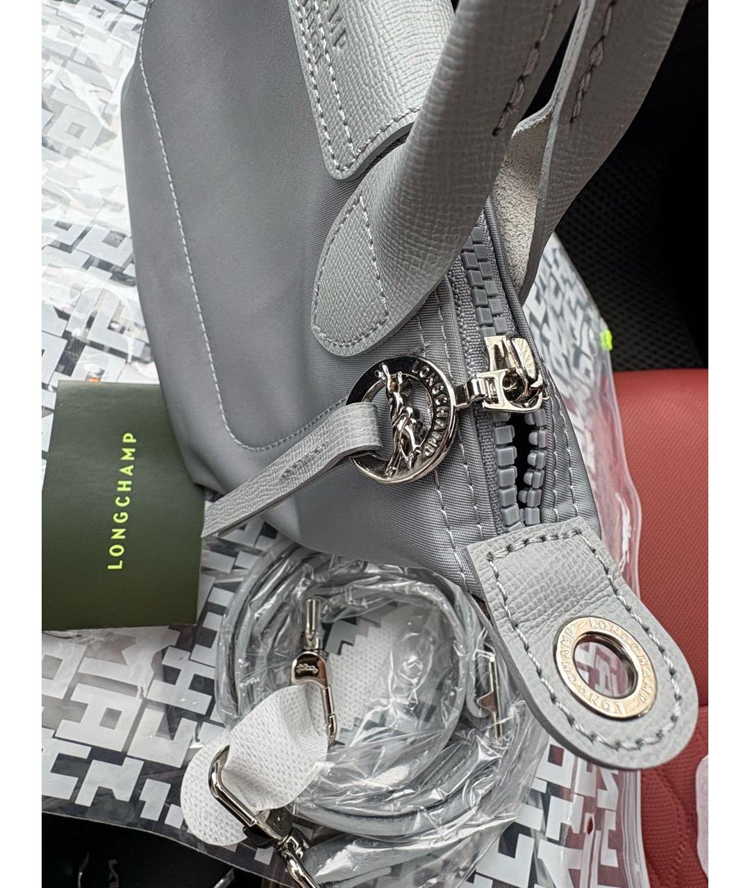 LONGCHAMP Серая сумка с короткими ручками, фото 4