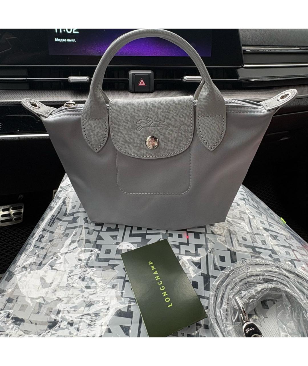LONGCHAMP Серая сумка с короткими ручками, фото 5