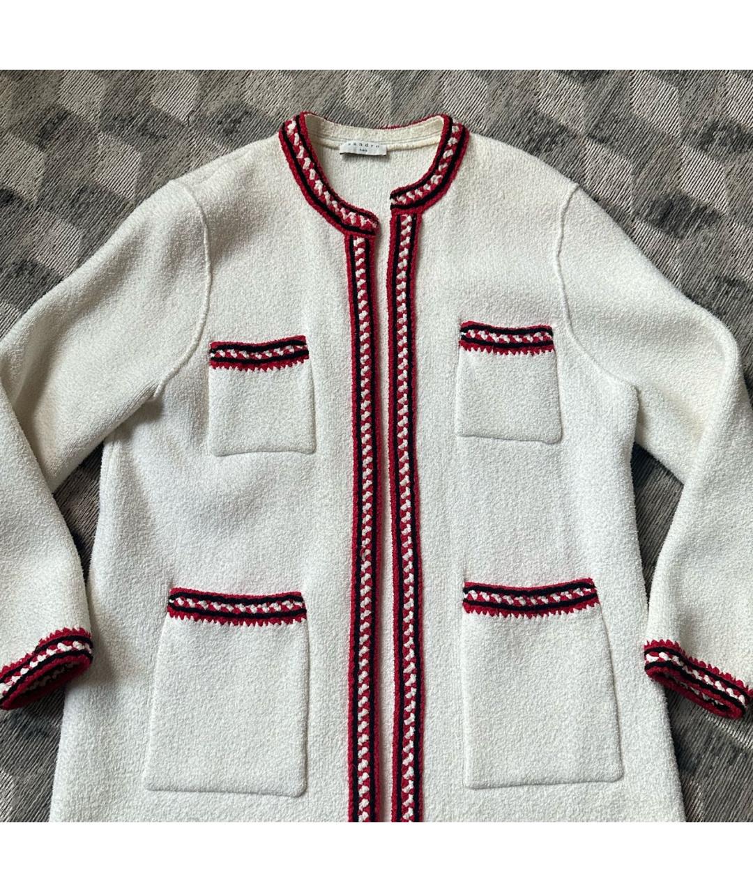 SANDRO Белый хлопко-эластановый кардиган, фото 7