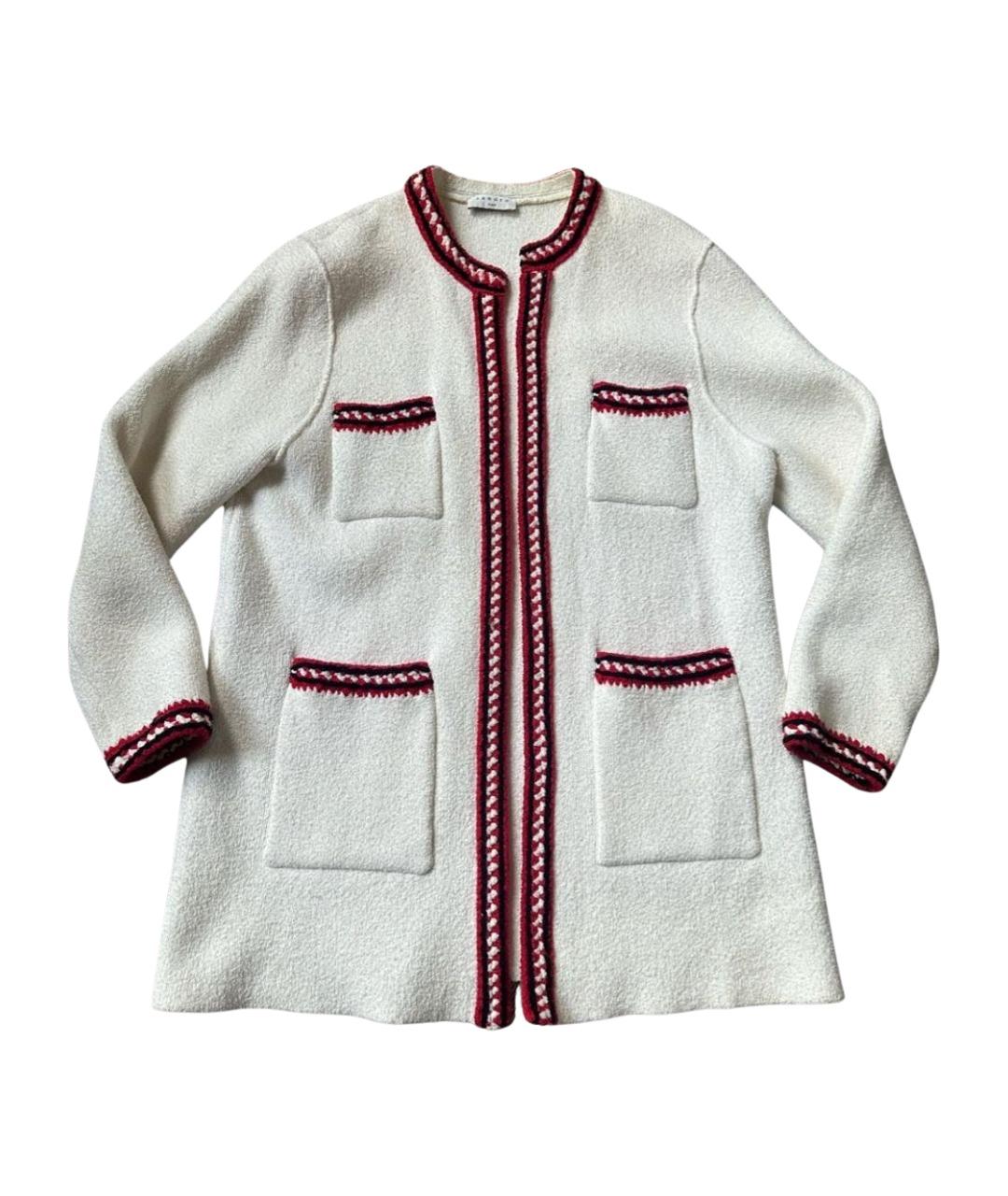 SANDRO Белый хлопко-эластановый кардиган, фото 1