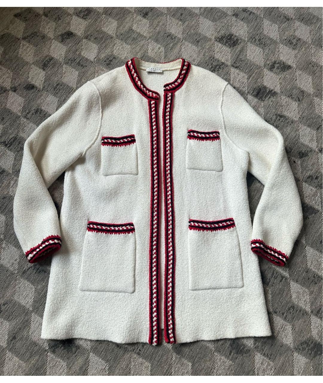 SANDRO Белый хлопко-эластановый кардиган, фото 8