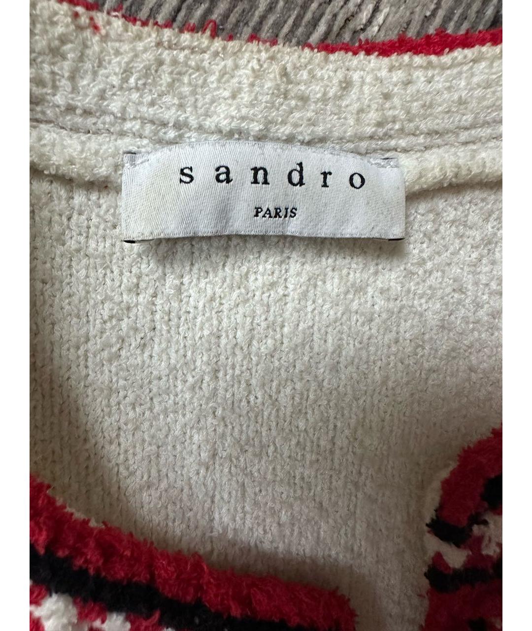 SANDRO Белый хлопко-эластановый кардиган, фото 3