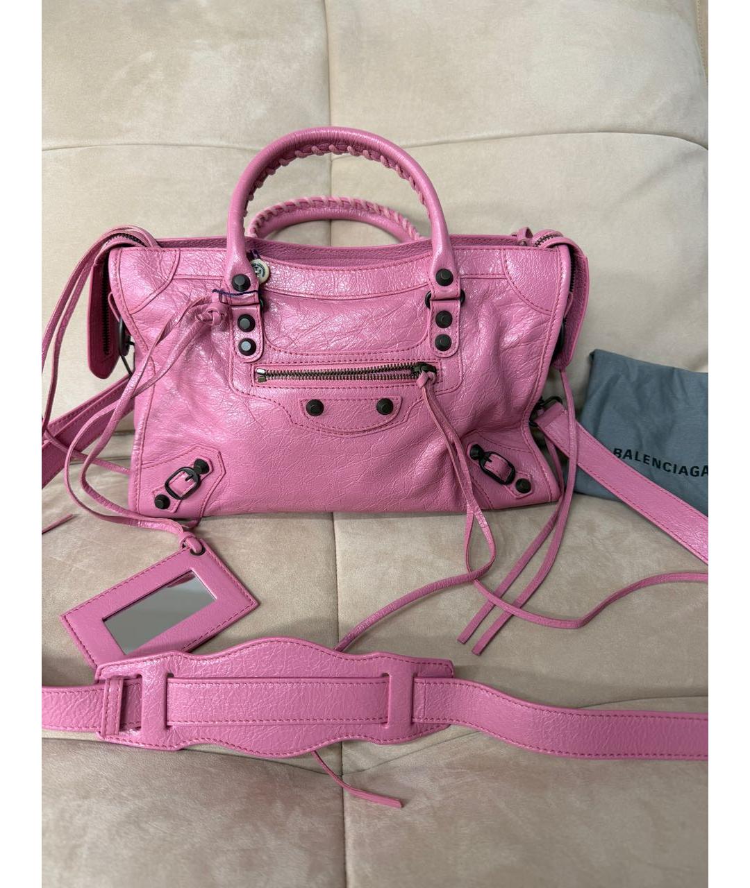 BALENCIAGA Розовая кожаная сумка через плечо, фото 2