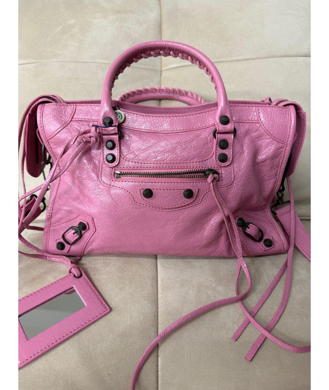 BALENCIAGA Розовая кожаная сумка через плечо, фото 9