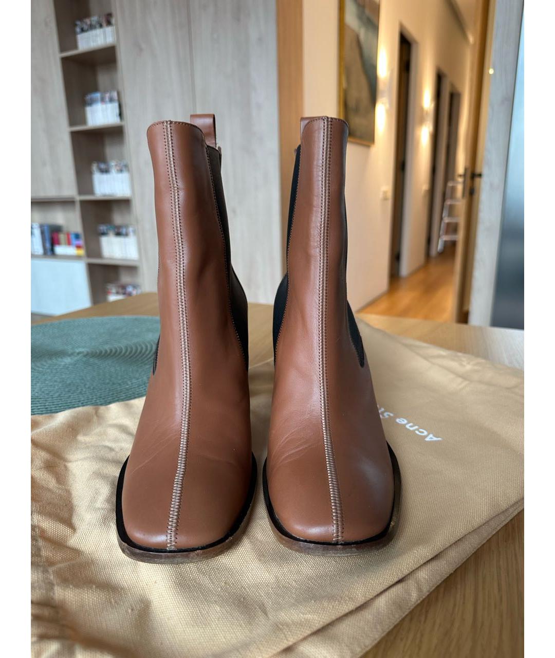 ACNE STUDIOS Коричневые кожаные ботильоны, фото 3