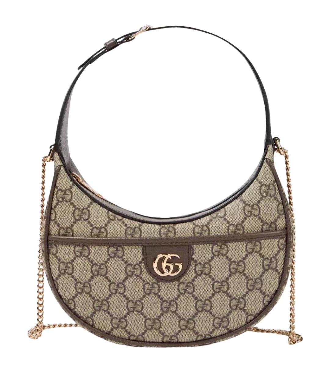 GUCCI Коричневая кожаная сумка с короткими ручками, фото 1