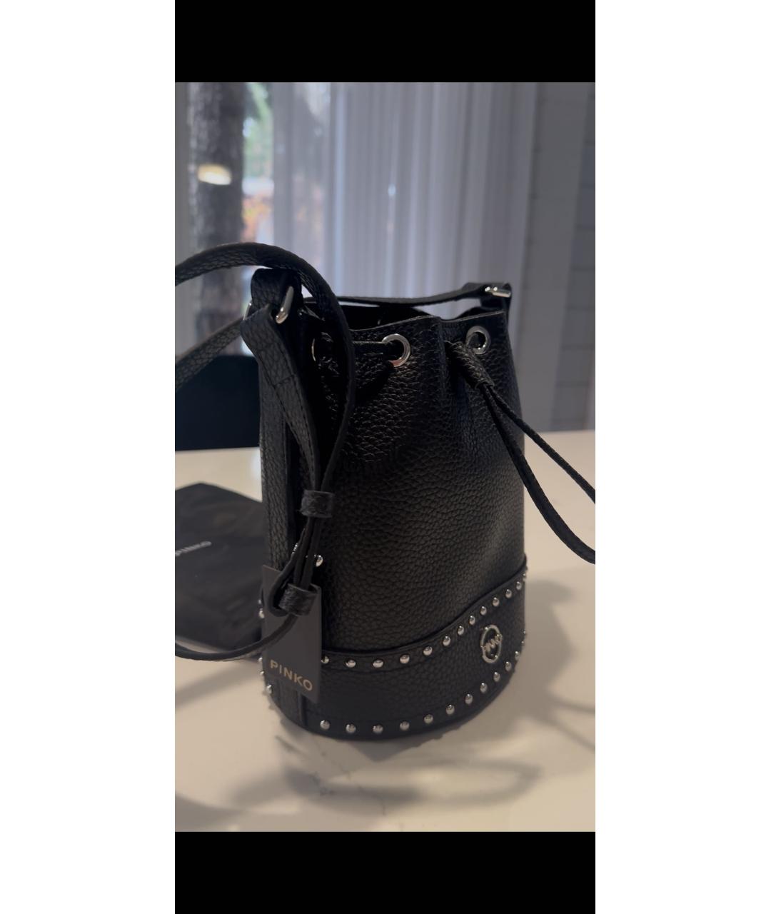 PINKO Черная кожаная сумка тоут, фото 7