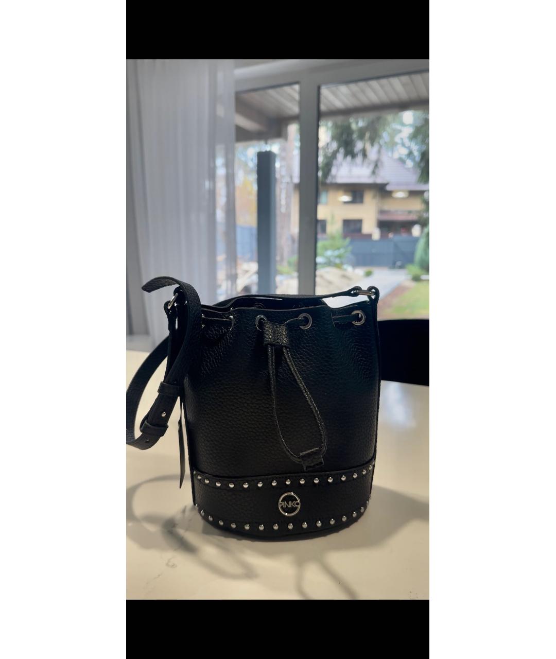 PINKO Черная кожаная сумка тоут, фото 6