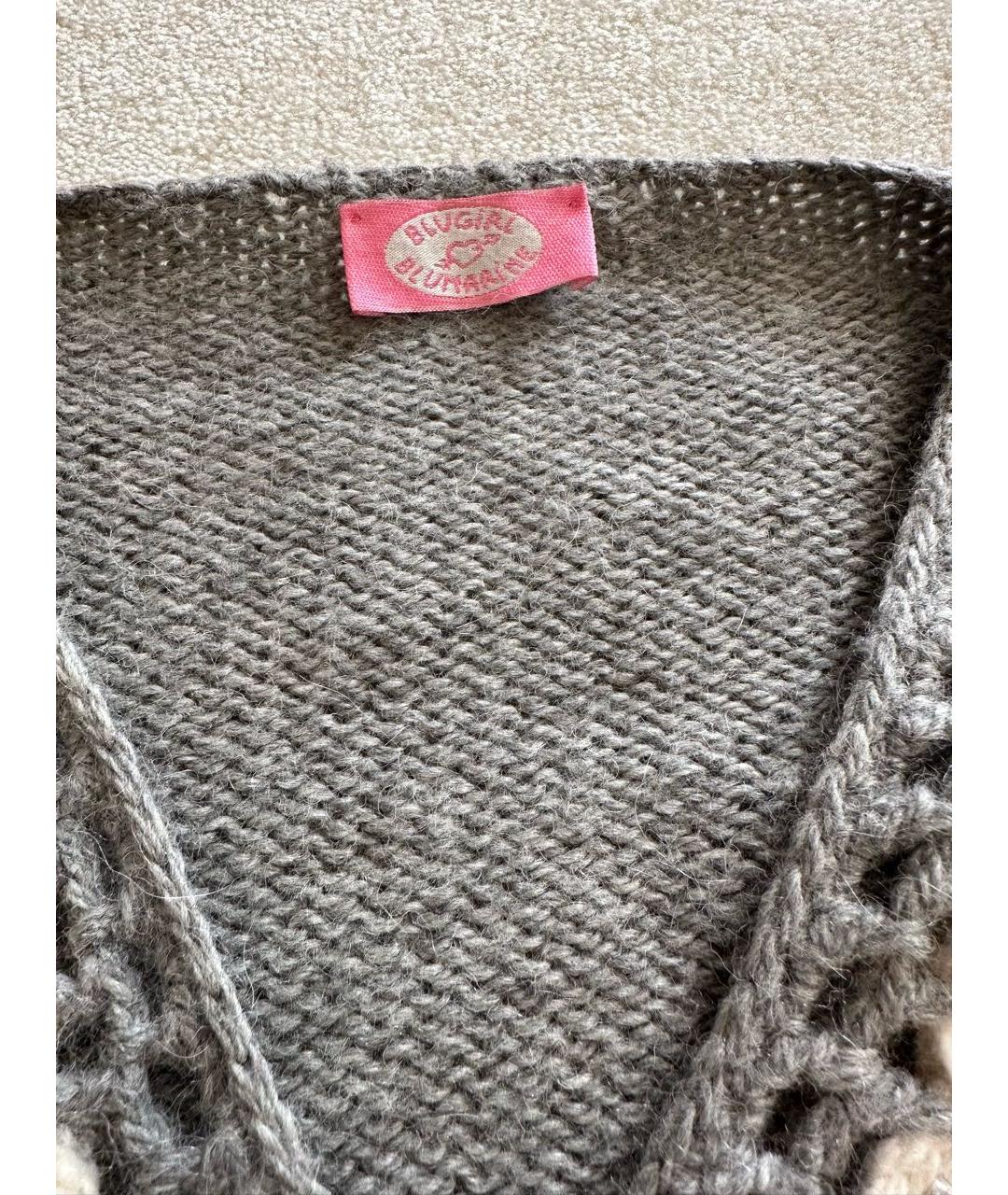 BLUGIRL Серый шерстяной кардиган, фото 3