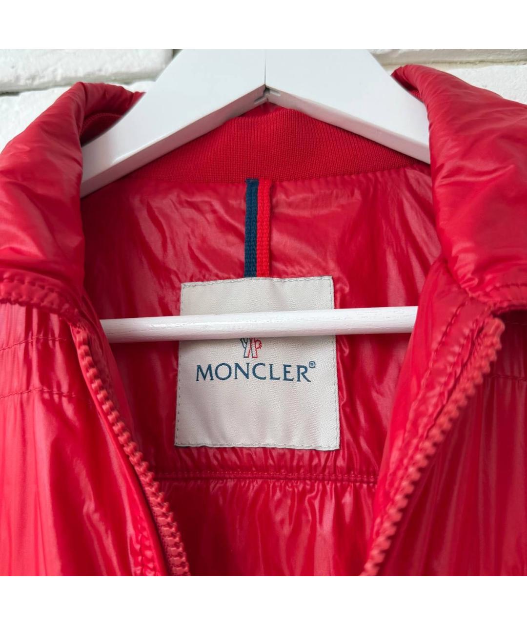 MONCLER Красная полиэстеровая куртка, фото 3