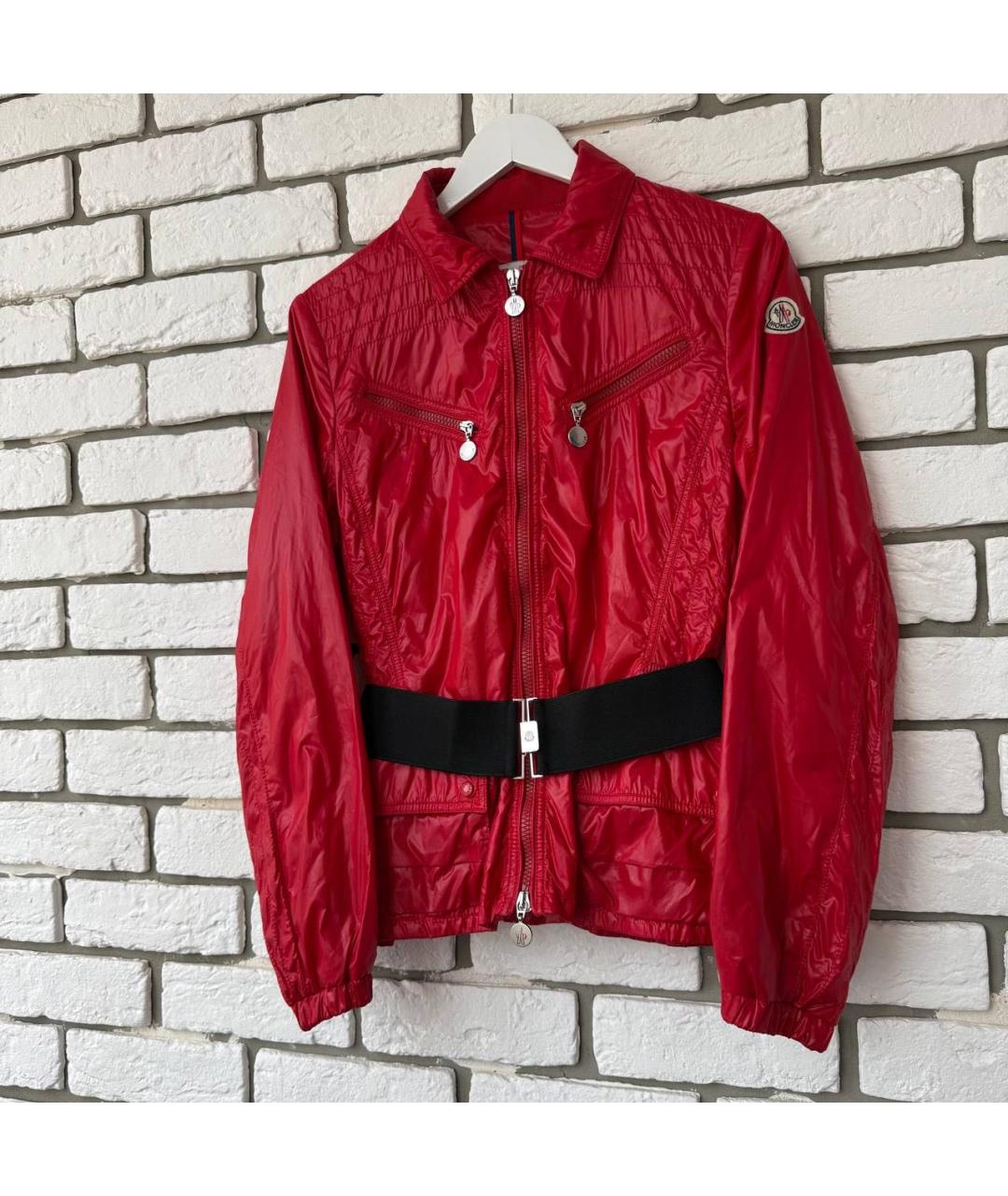 MONCLER Красная полиэстеровая куртка, фото 9