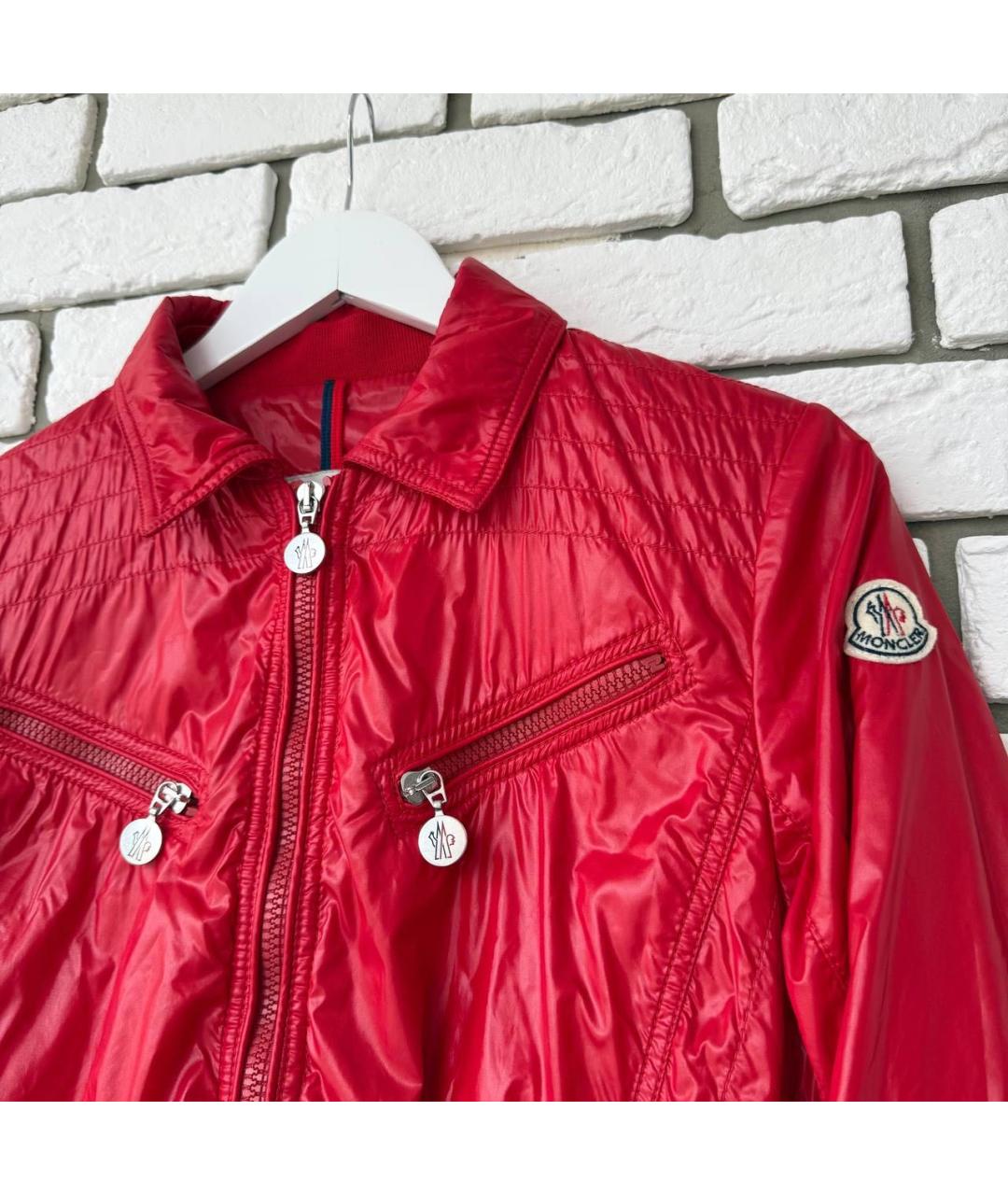 MONCLER Красная полиэстеровая куртка, фото 4