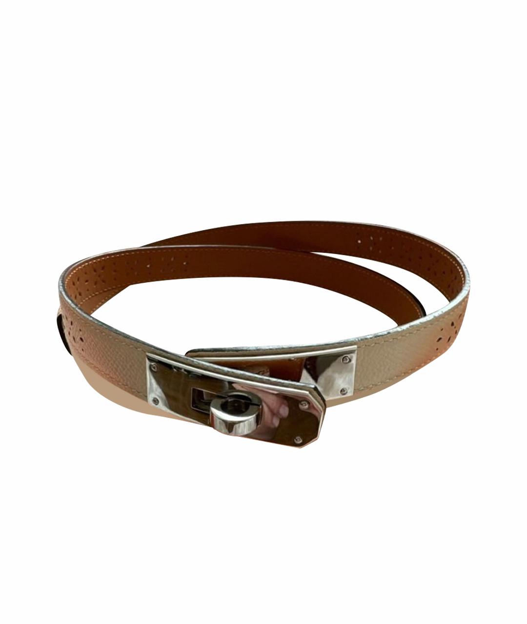 HERMES Бежевый кожаный ремень, фото 1