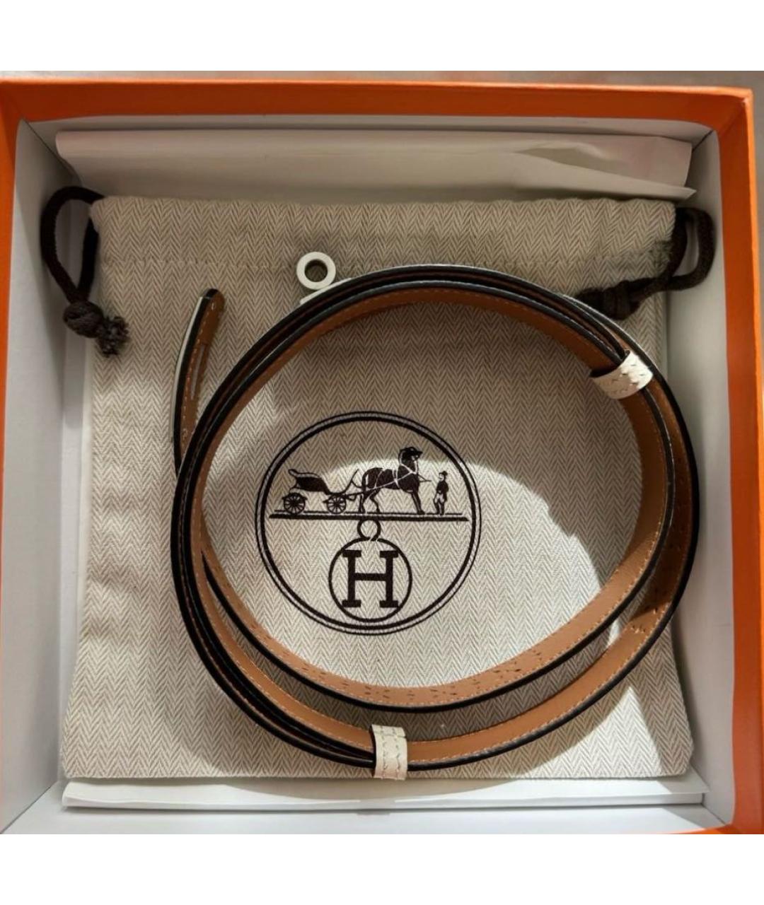 HERMES Бежевый кожаный ремень, фото 2