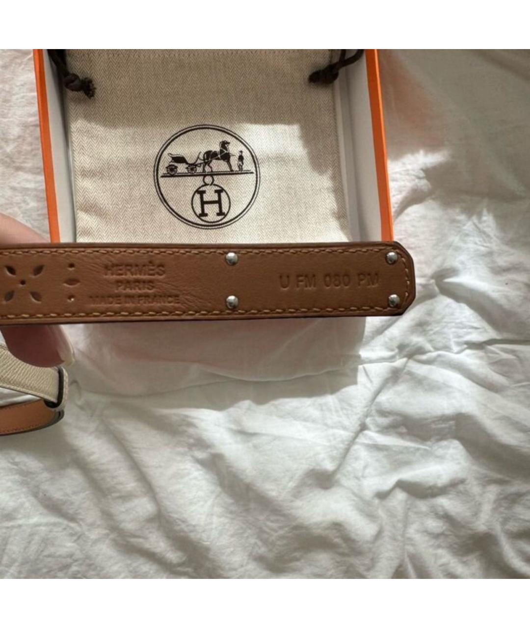 HERMES Бежевый кожаный ремень, фото 3