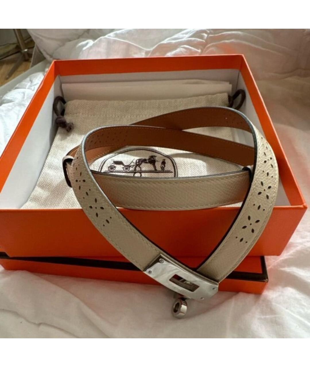 HERMES Бежевый кожаный ремень, фото 4