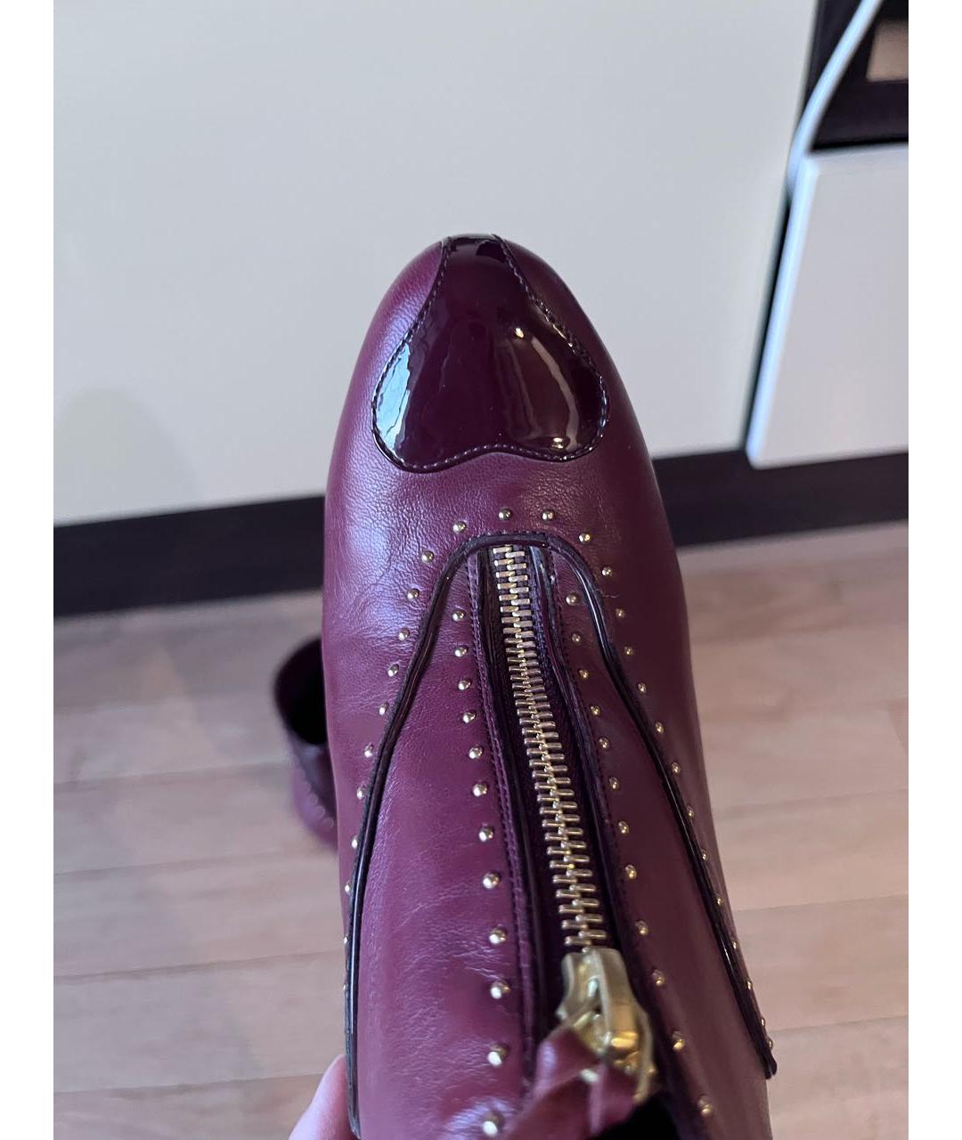 ALEXANDER MCQUEEN Бордовые кожаные ботильоны, фото 6