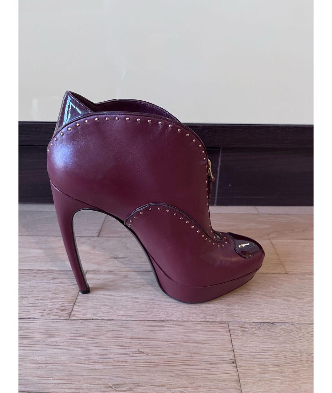 ALEXANDER MCQUEEN Бордовые кожаные ботильоны, фото 8