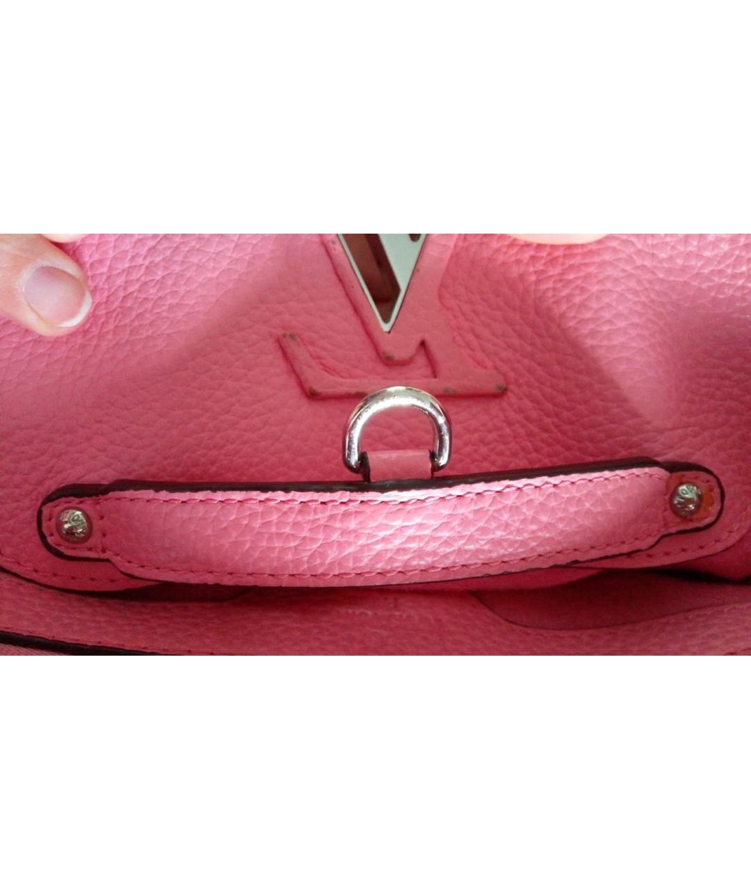 LOUIS VUITTON Розовая кожаная сумка с короткими ручками, фото 3
