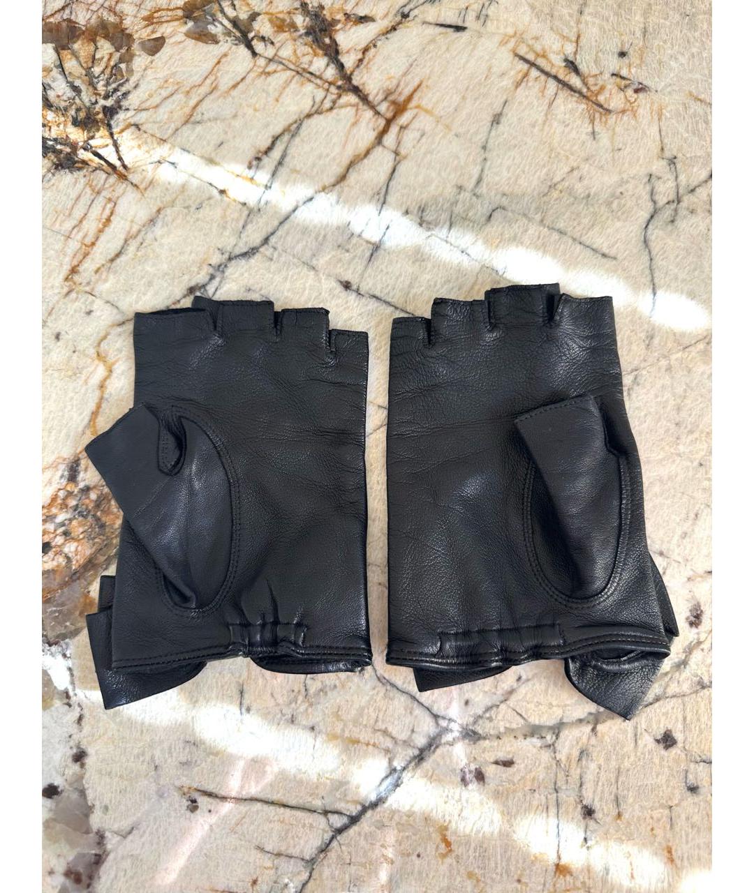 VALENTINO Черные кожаные митенки, фото 2