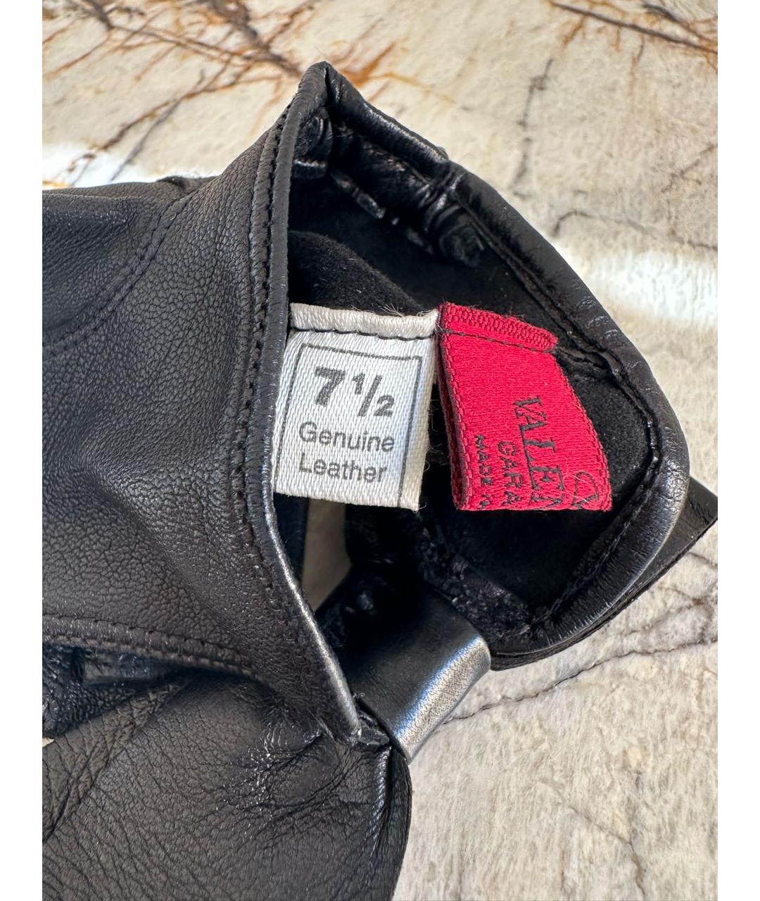 VALENTINO Черные кожаные митенки, фото 4