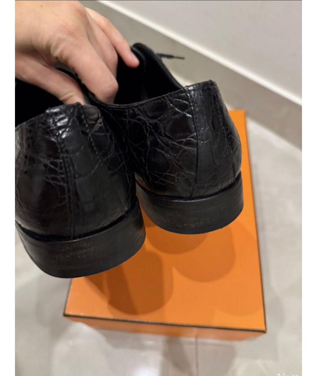 FERRAGAMO Черные туфли из экзотической кожи, фото 5