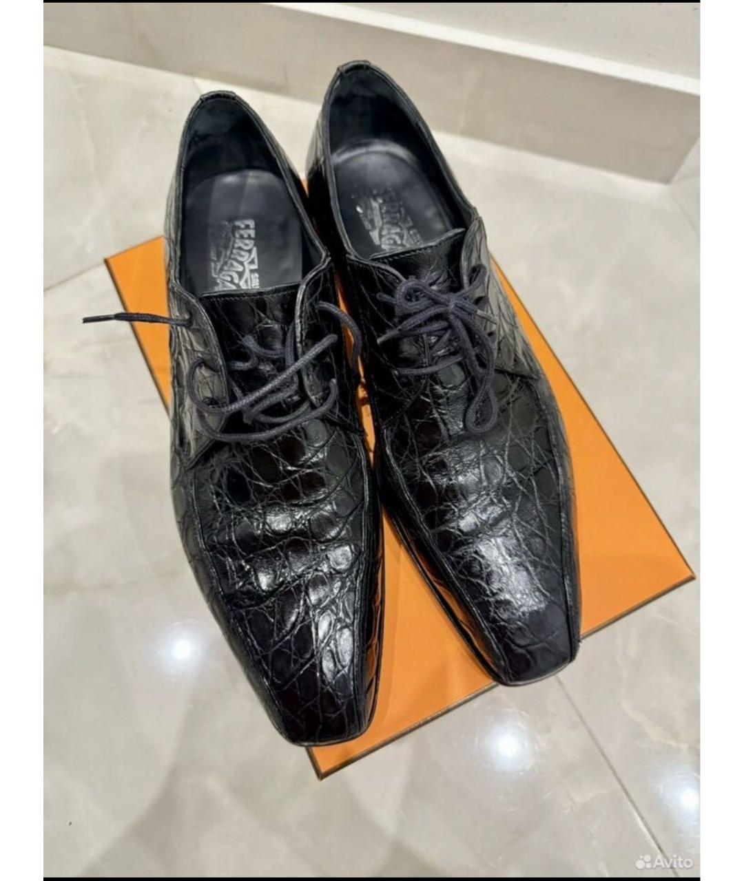 FERRAGAMO Черные туфли из экзотической кожи, фото 2