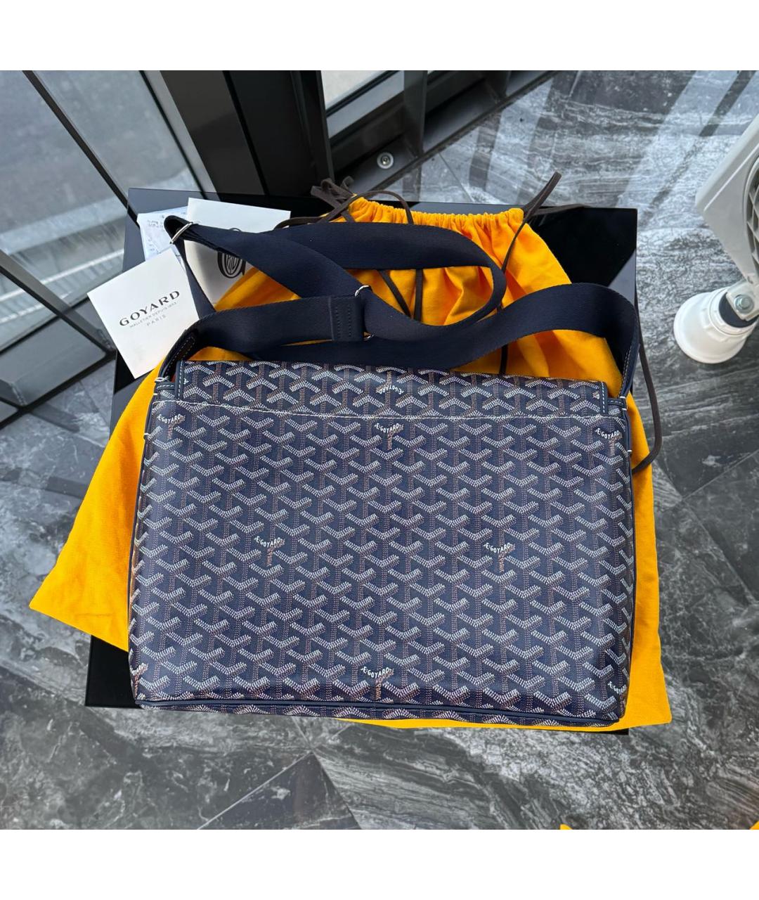 GOYARD Темно-синяя кожаная сумка на плечо, фото 6