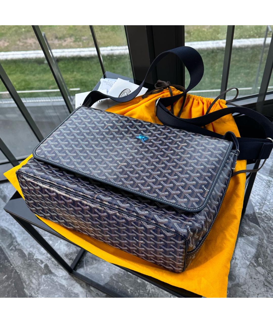 GOYARD Темно-синяя кожаная сумка на плечо, фото 2