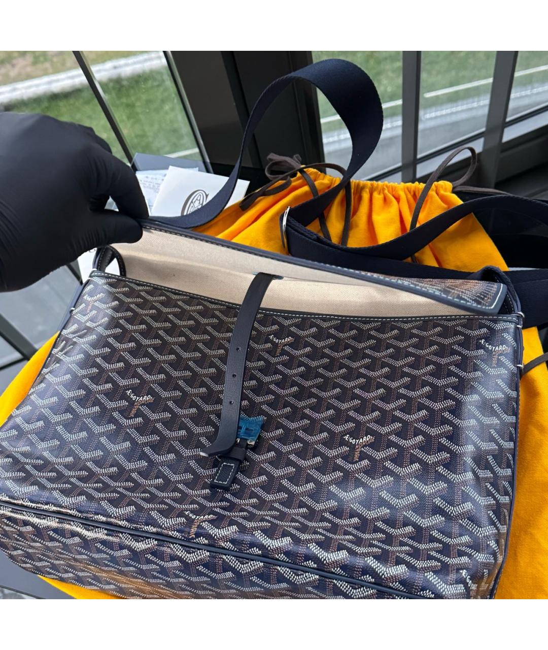 GOYARD Темно-синяя кожаная сумка на плечо, фото 5