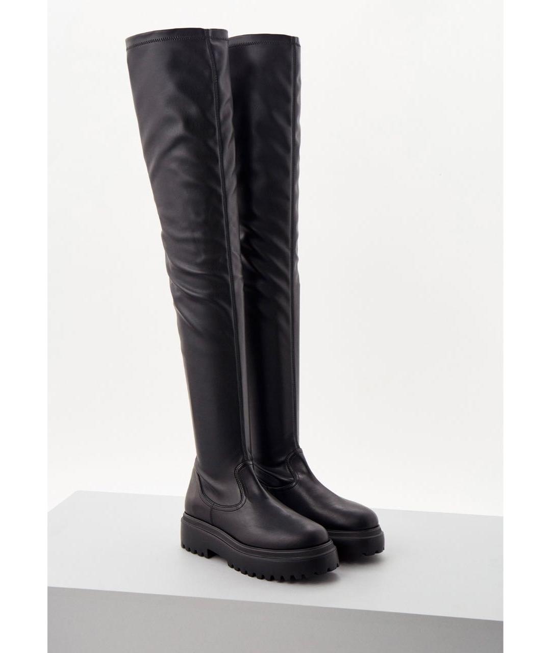 LE SILLA Черные кожаные ботфорты, фото 6