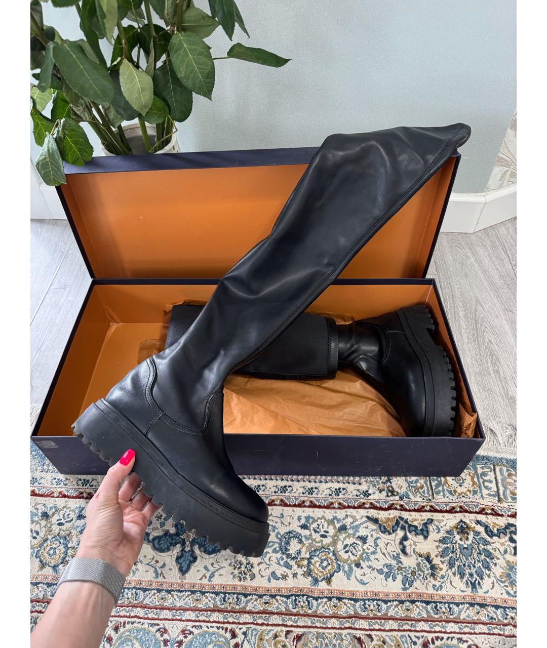 LE SILLA Черные кожаные ботфорты, фото 2