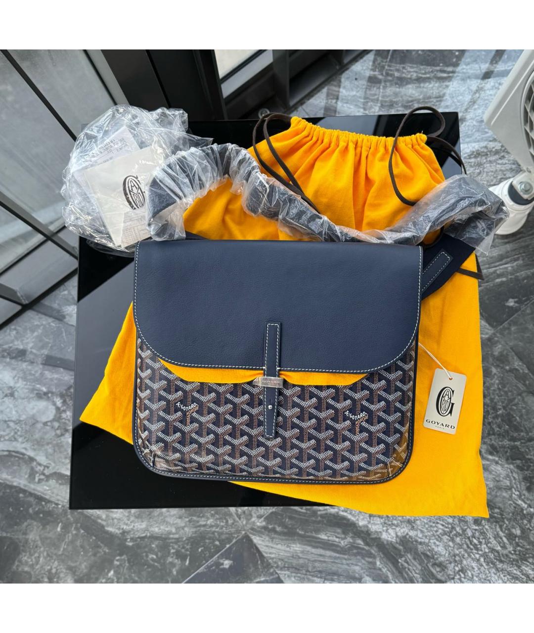 GOYARD Темно-синяя кожаная сумка на плечо, фото 5