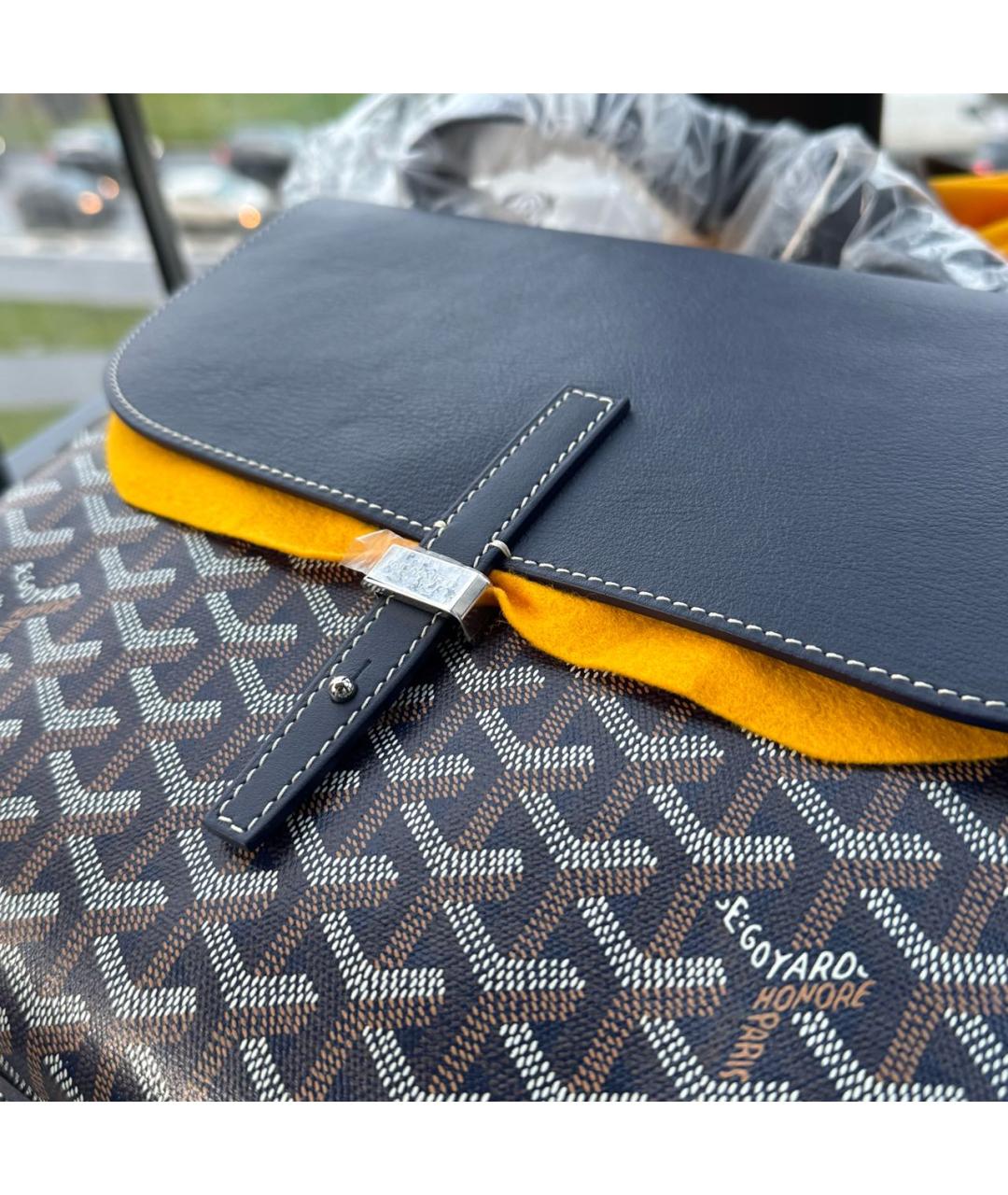 GOYARD Темно-синяя кожаная сумка на плечо, фото 4