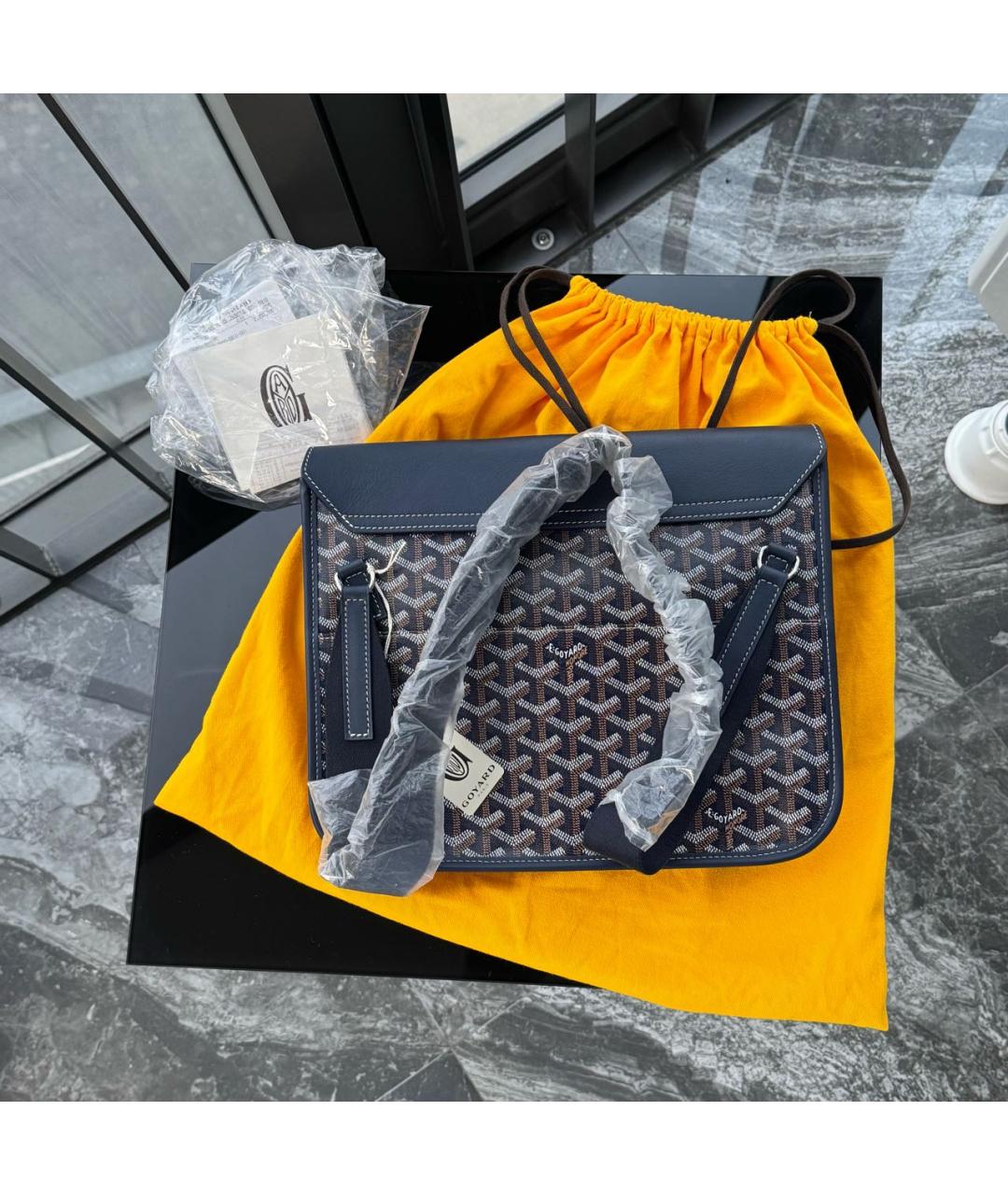 GOYARD Темно-синяя кожаная сумка на плечо, фото 6