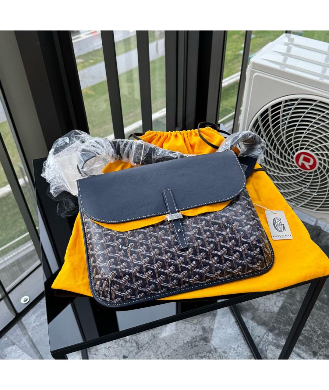 GOYARD Темно-синяя кожаная сумка на плечо, фото 3