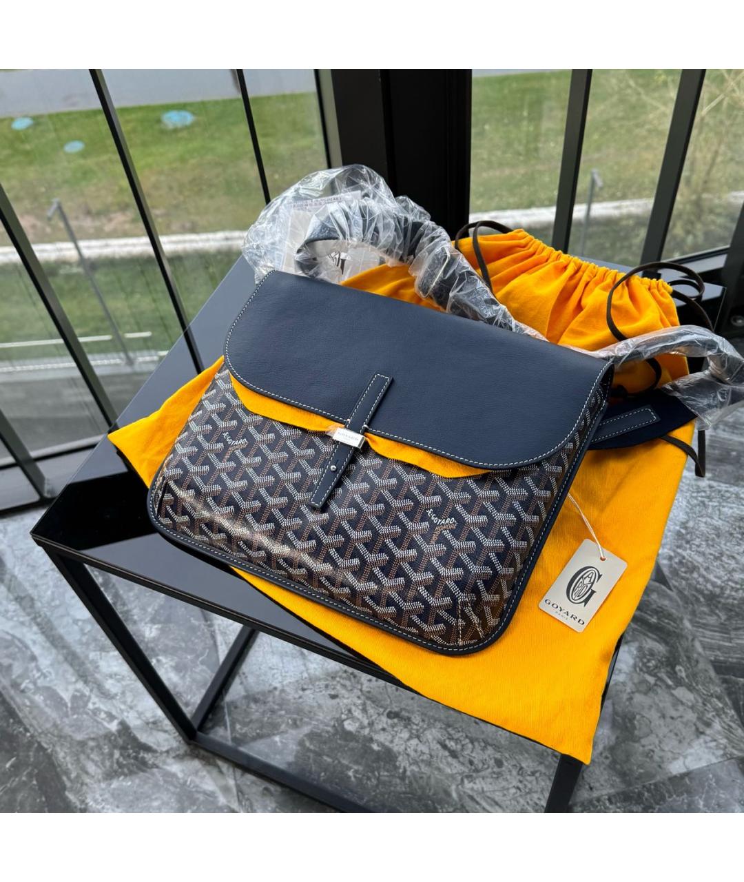 GOYARD Темно-синяя кожаная сумка на плечо, фото 2