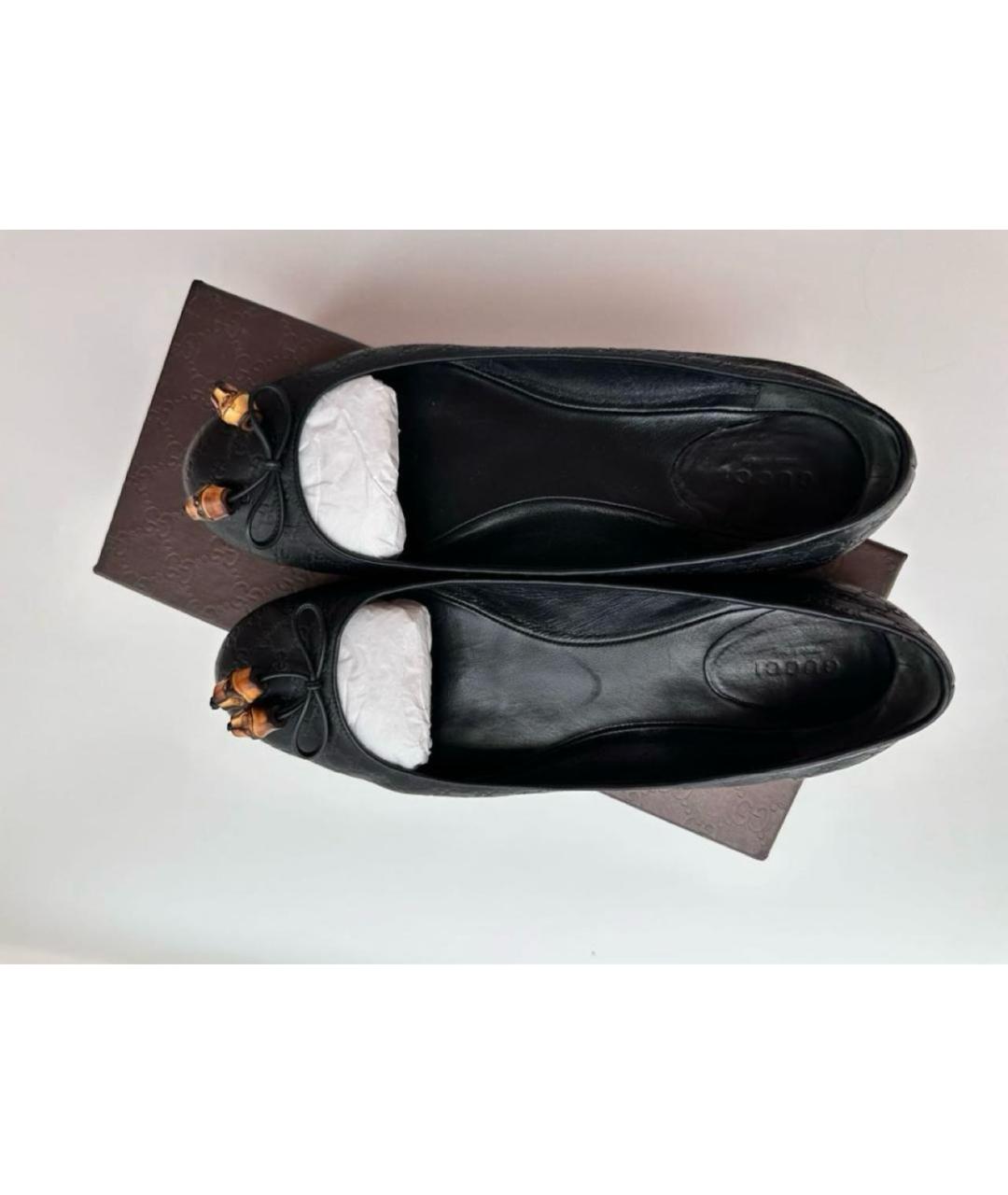 GUCCI Черные кожаные балетки, фото 3