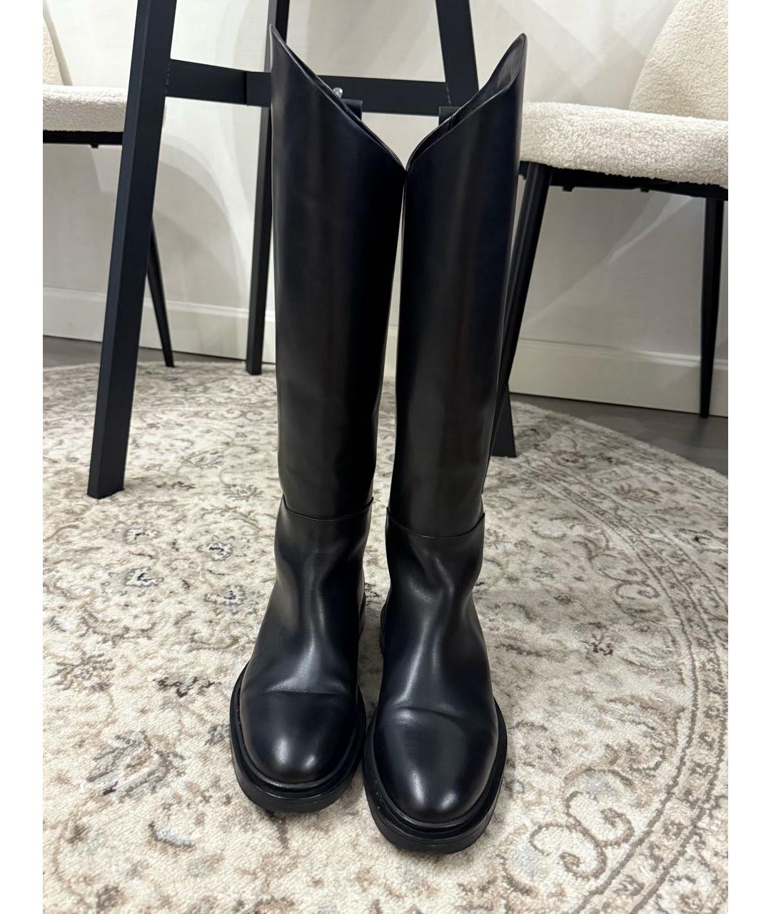 JIL SANDER Черные кожаные сапоги, фото 3