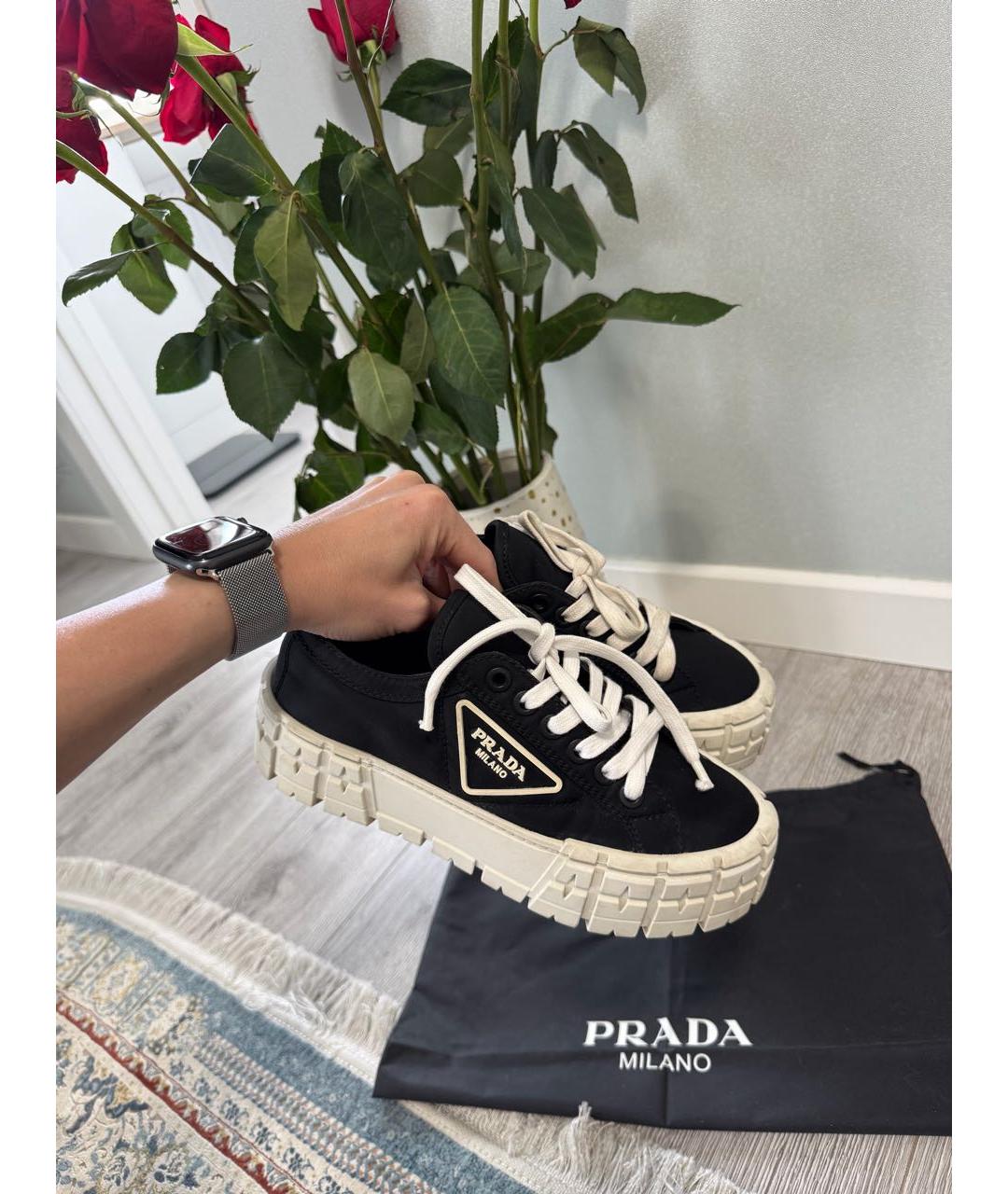 PRADA Черные текстильные кроссовки, фото 7