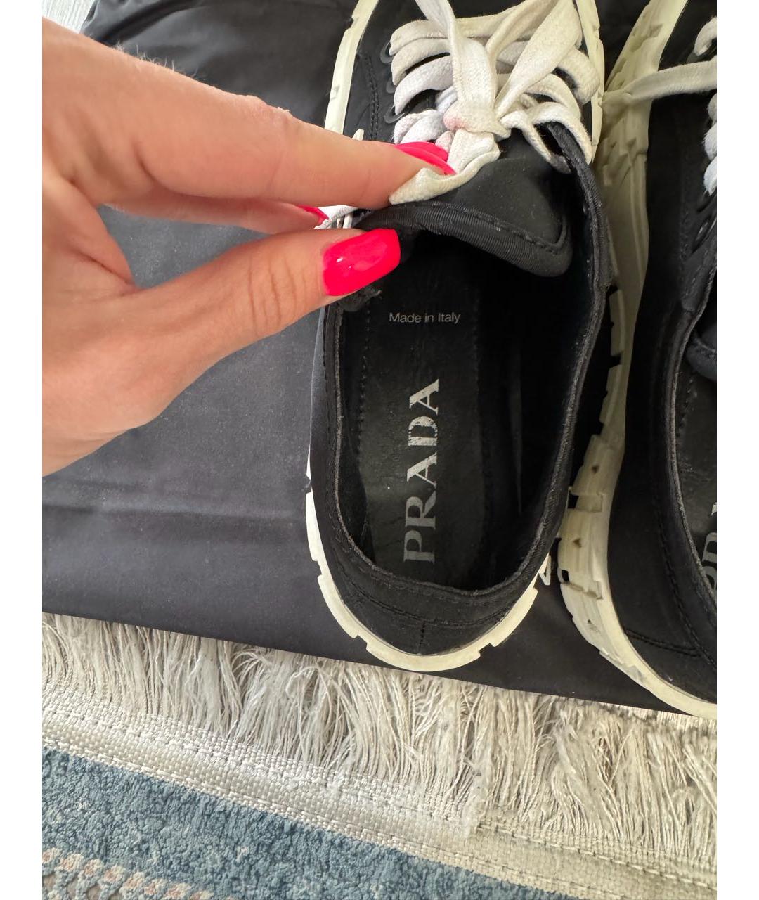 PRADA Черные текстильные кроссовки, фото 6