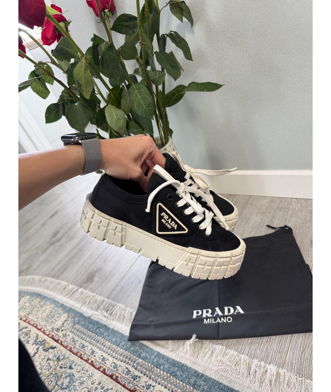 PRADA Черные текстильные кроссовки, фото 4