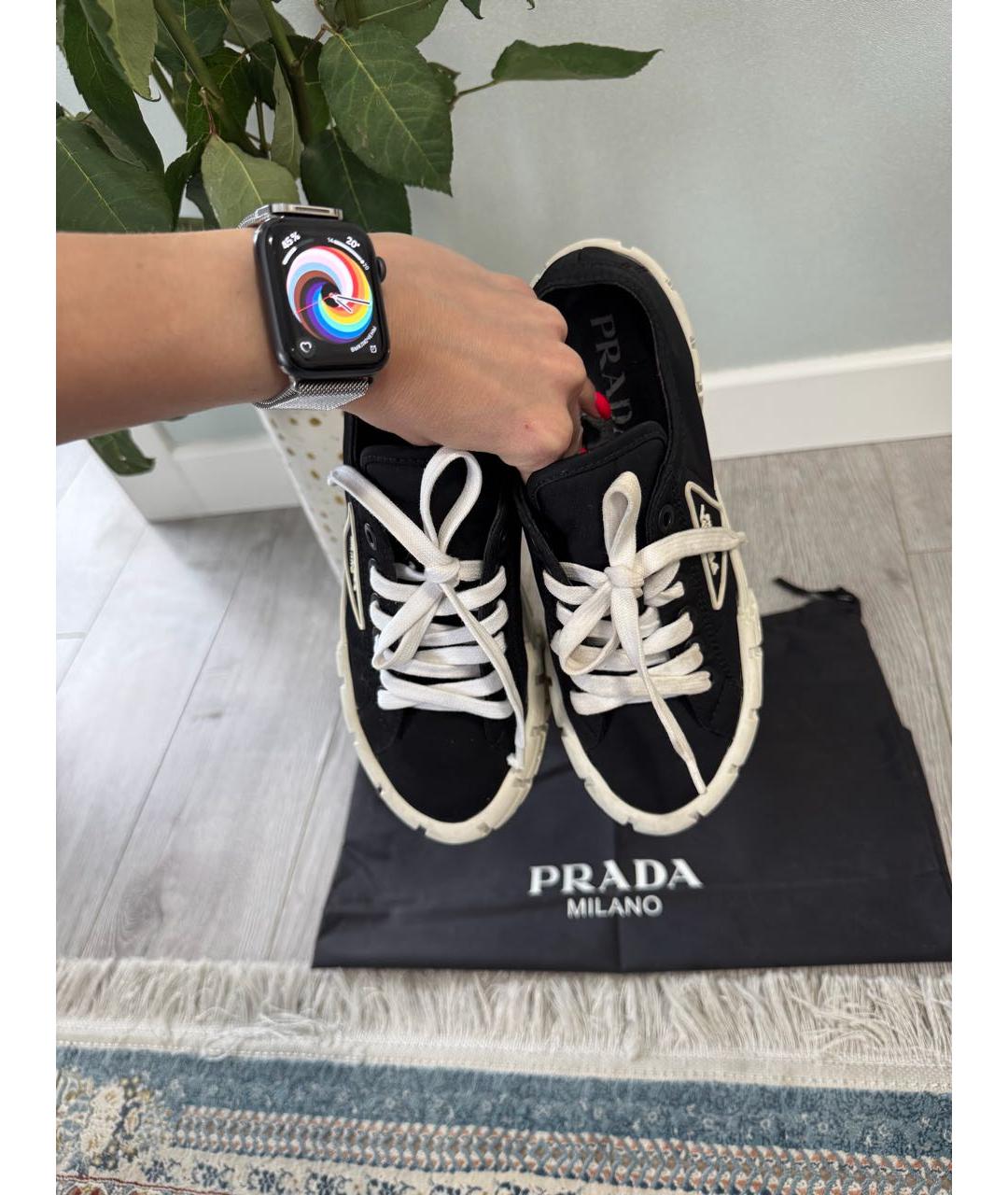 PRADA Черные текстильные кроссовки, фото 3