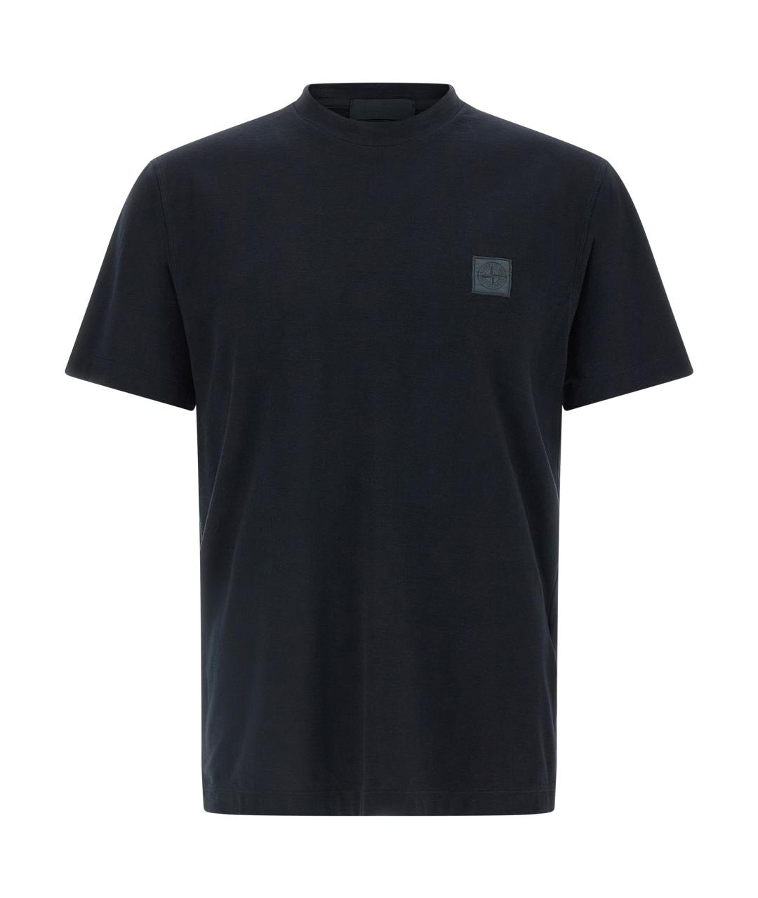 STONE ISLAND Черная хлопковая футболка, фото 1
