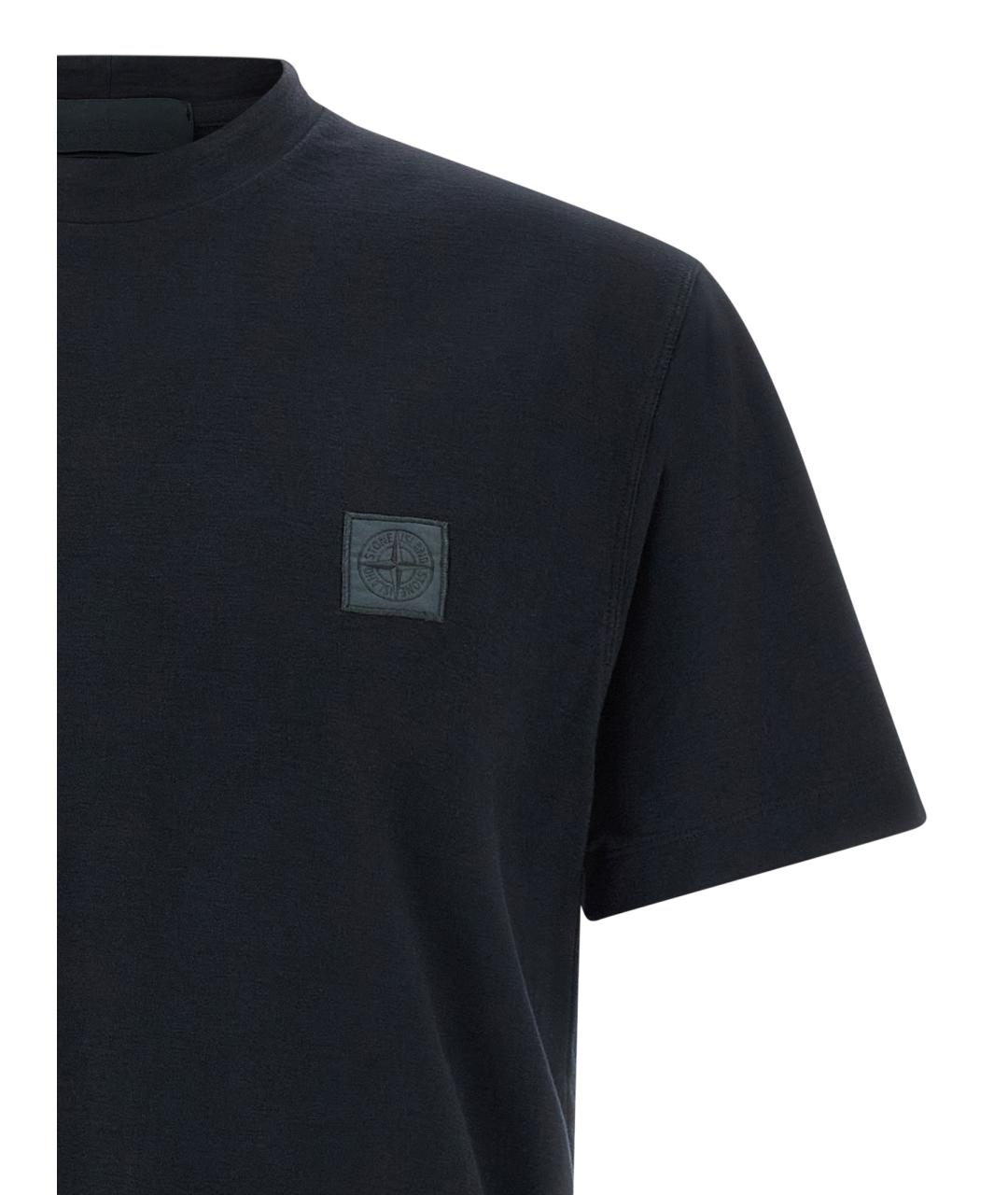 STONE ISLAND Черная хлопковая футболка, фото 3