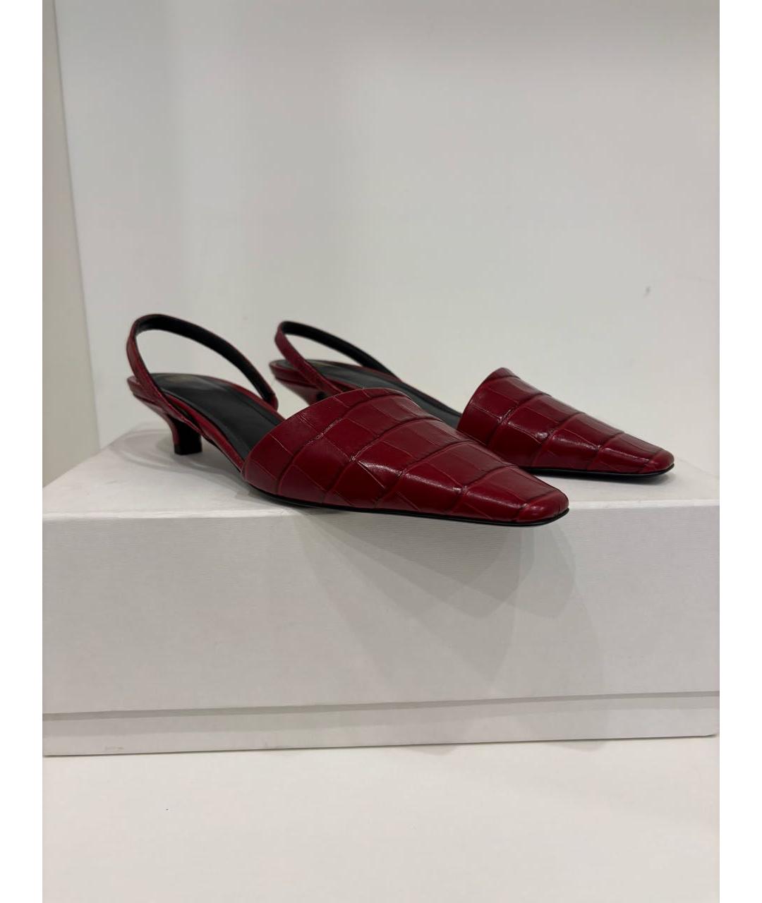 TOTEME Красные кожаные лодочки на низком каблуке, фото 5