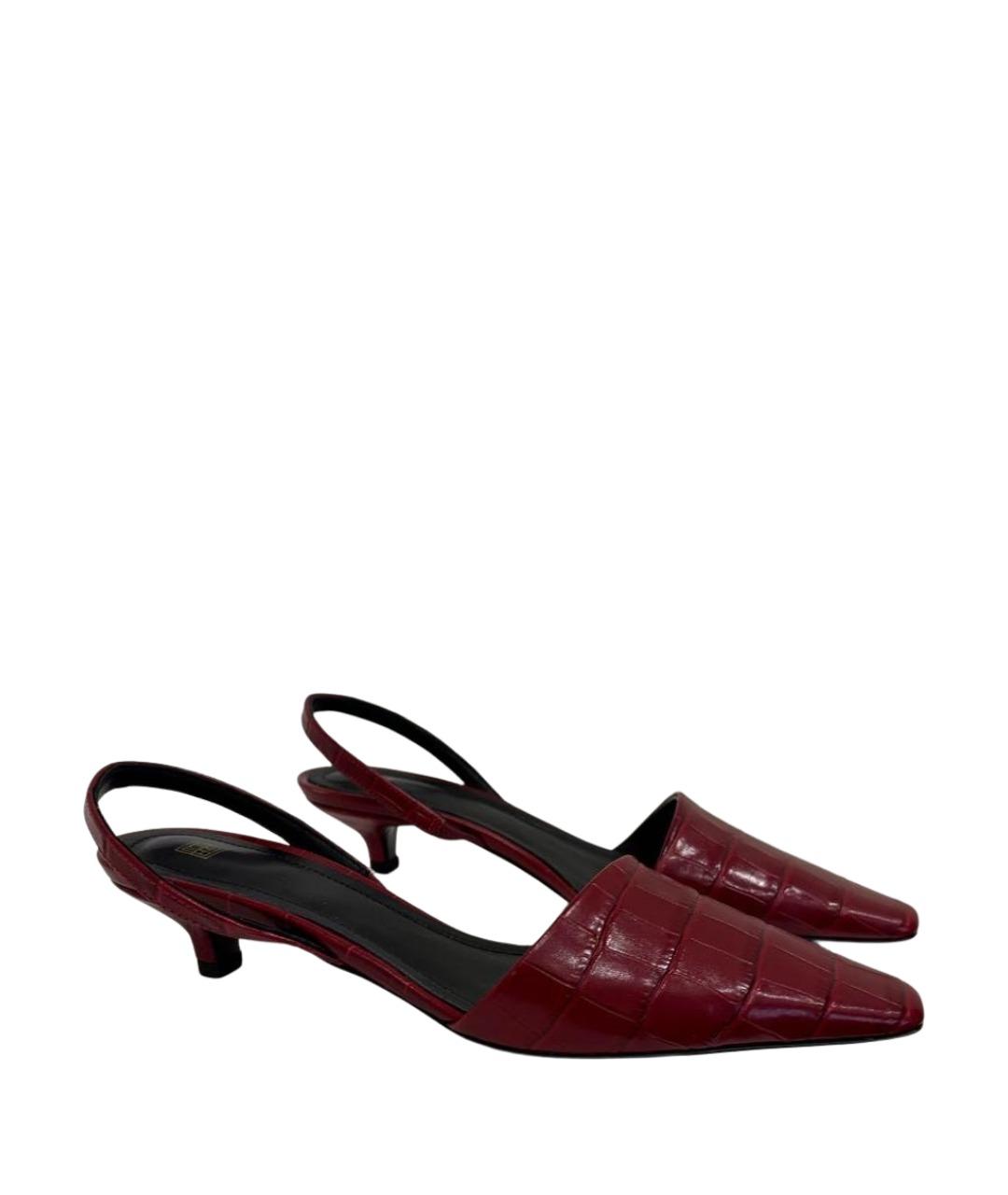 TOTEME Красные кожаные лодочки на низком каблуке, фото 7